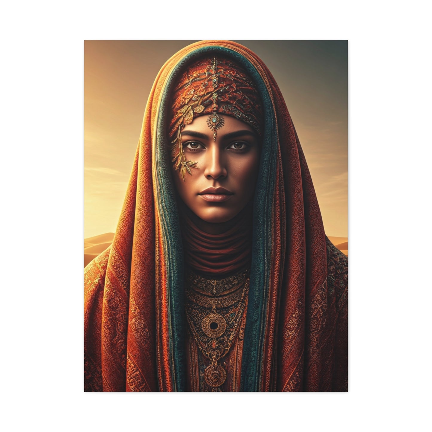 Desert Veil Woman Portrait Wall Art & Canvas Prints