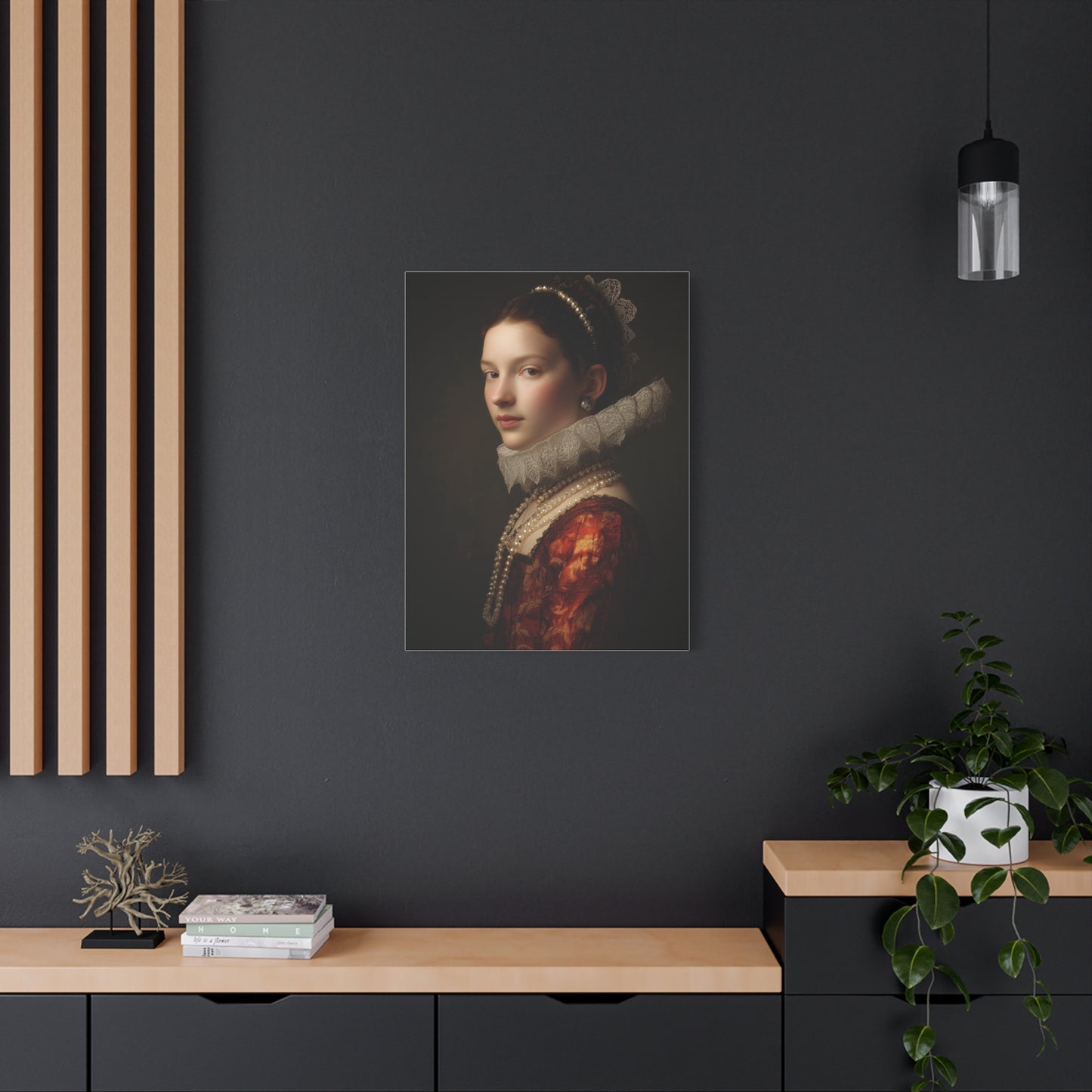 Baroque Noblewoman With Pearls Classical Portrait Wall Art & Canvas Print