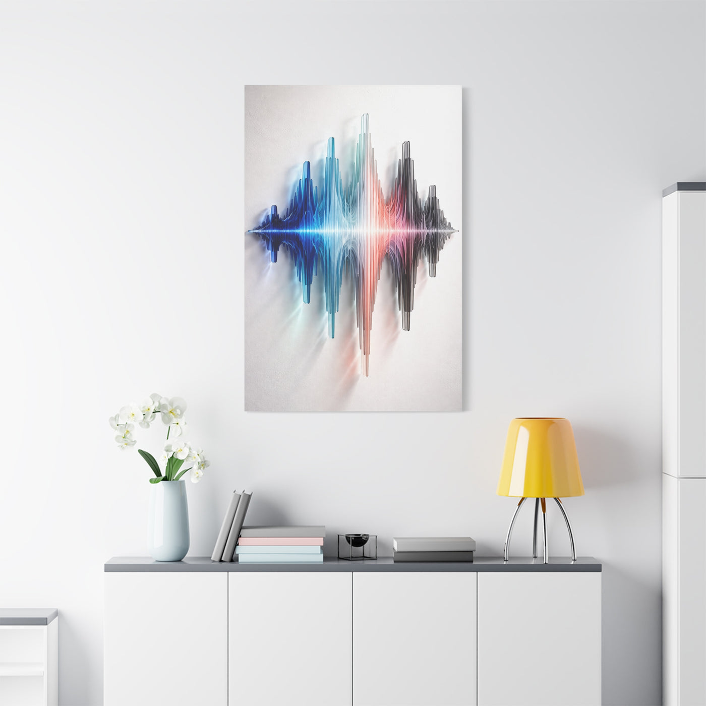 Luminous Soundwave Glass Sculpture Wall Art & Canvas Print