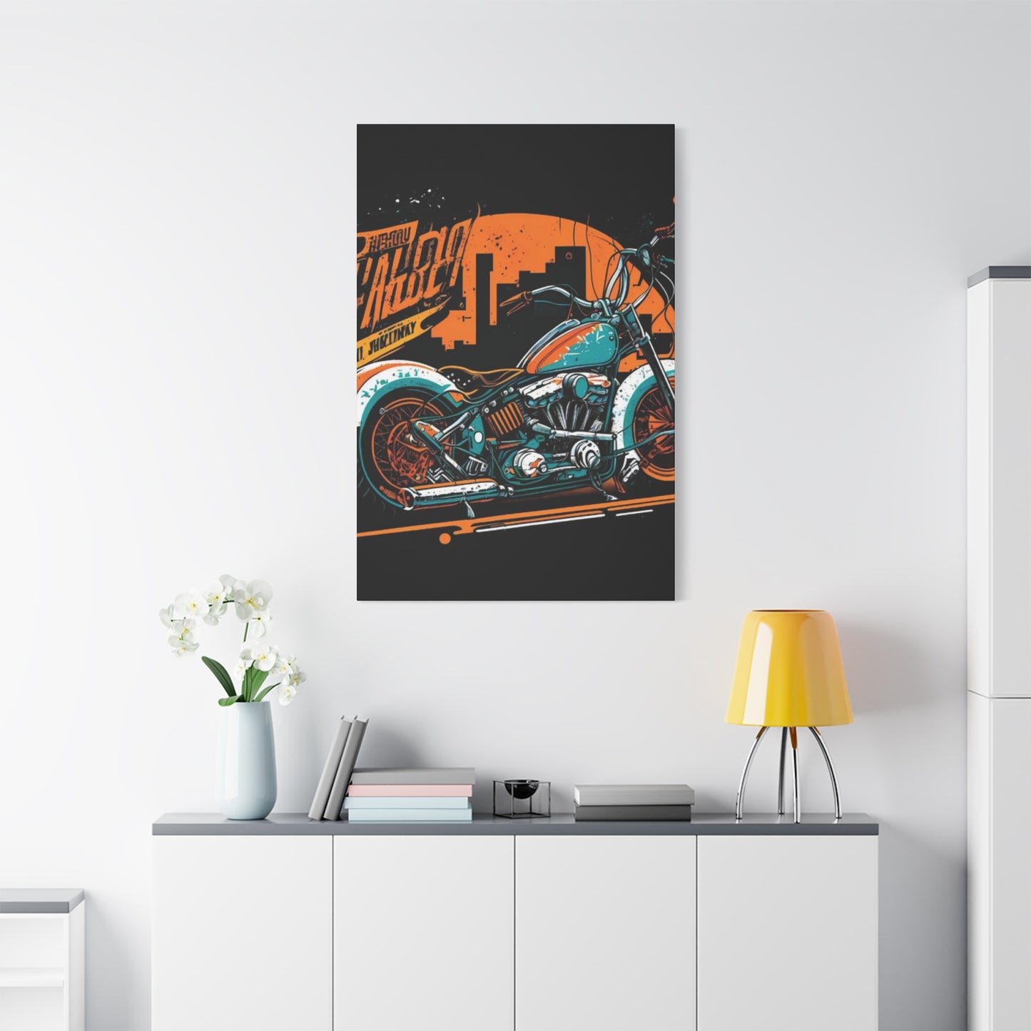 Classic Blue Painting Motorcycle Wall Art & Canvas Prints