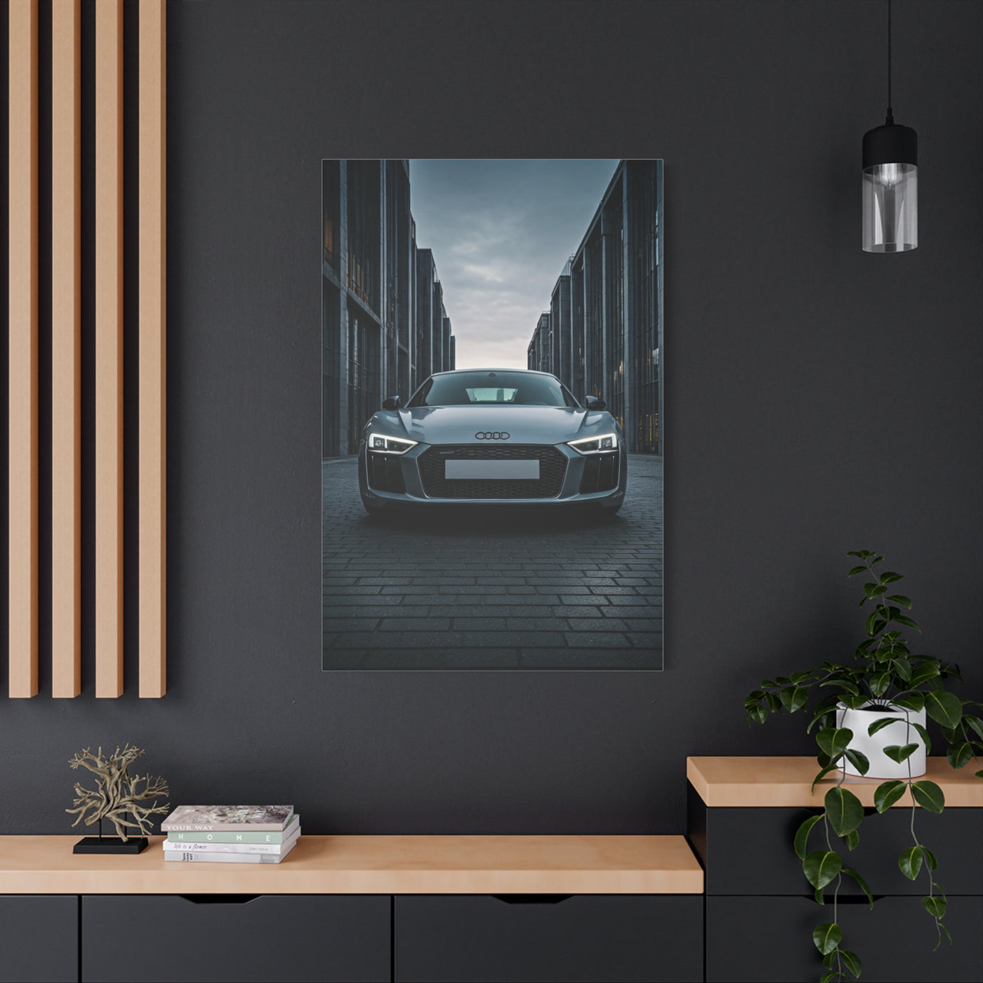 Audi R8 Berlin Minimalist Street Frame Wall Art & Canvas Prints