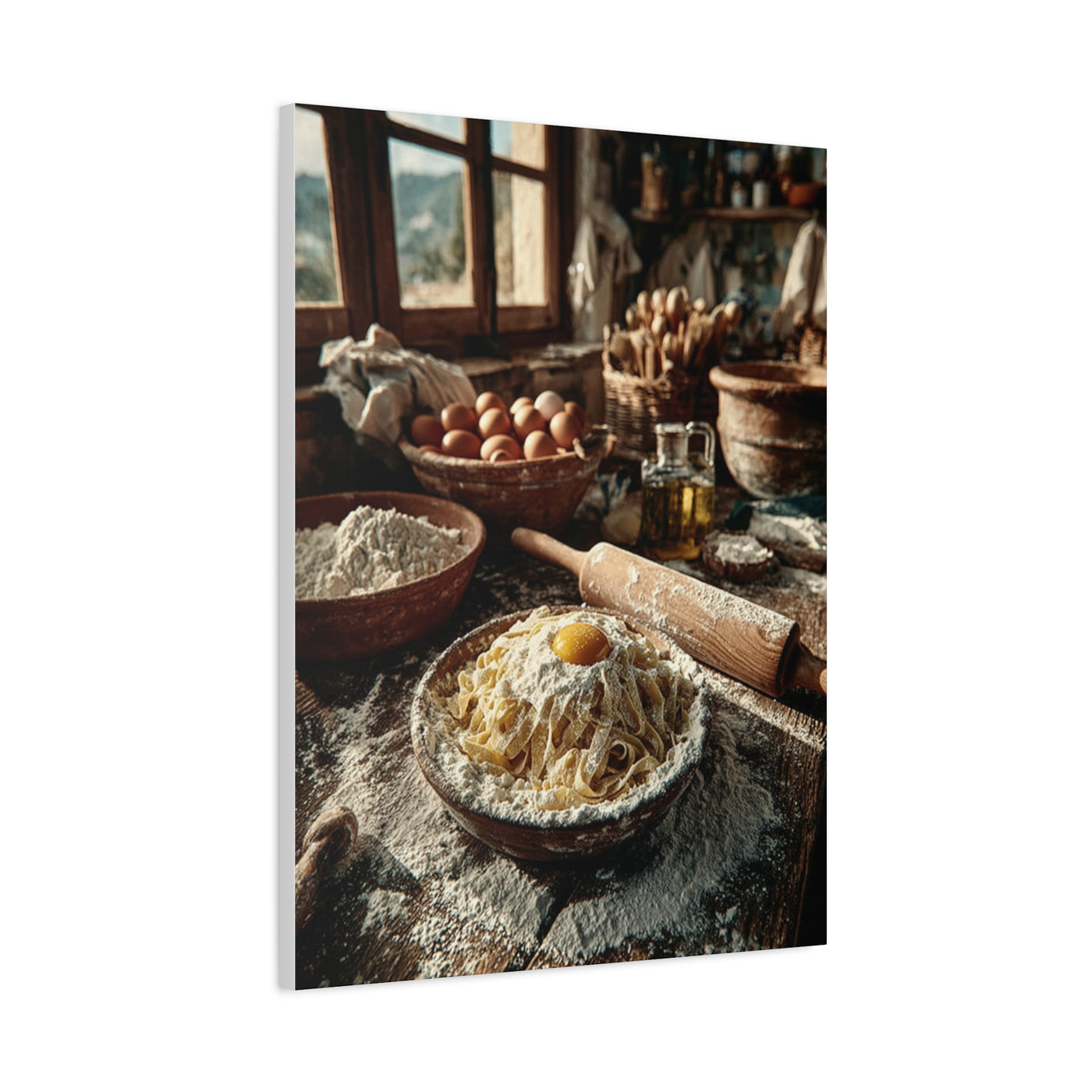 Homemade Pasta Rustic Kitchen Prep Wall Art & Canvas Print