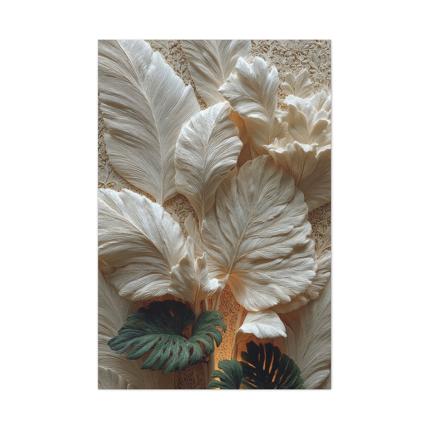 Sculptural Botanical Bas-Relief Wall Art & Canvas Print