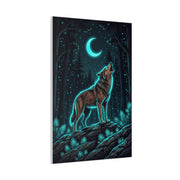 Moonlit Forest Wolf Neon Outline Scene Wall Art & Canvas Print