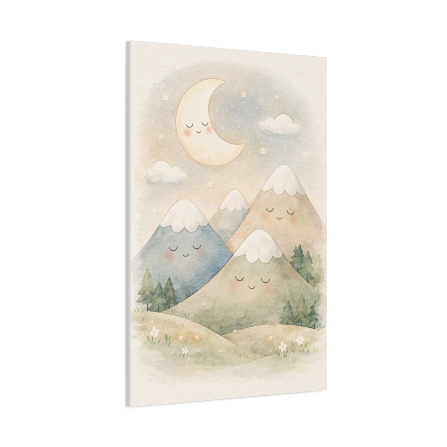 Moon & Sleepy Mountains Nursery Wall Art & Canvas Print