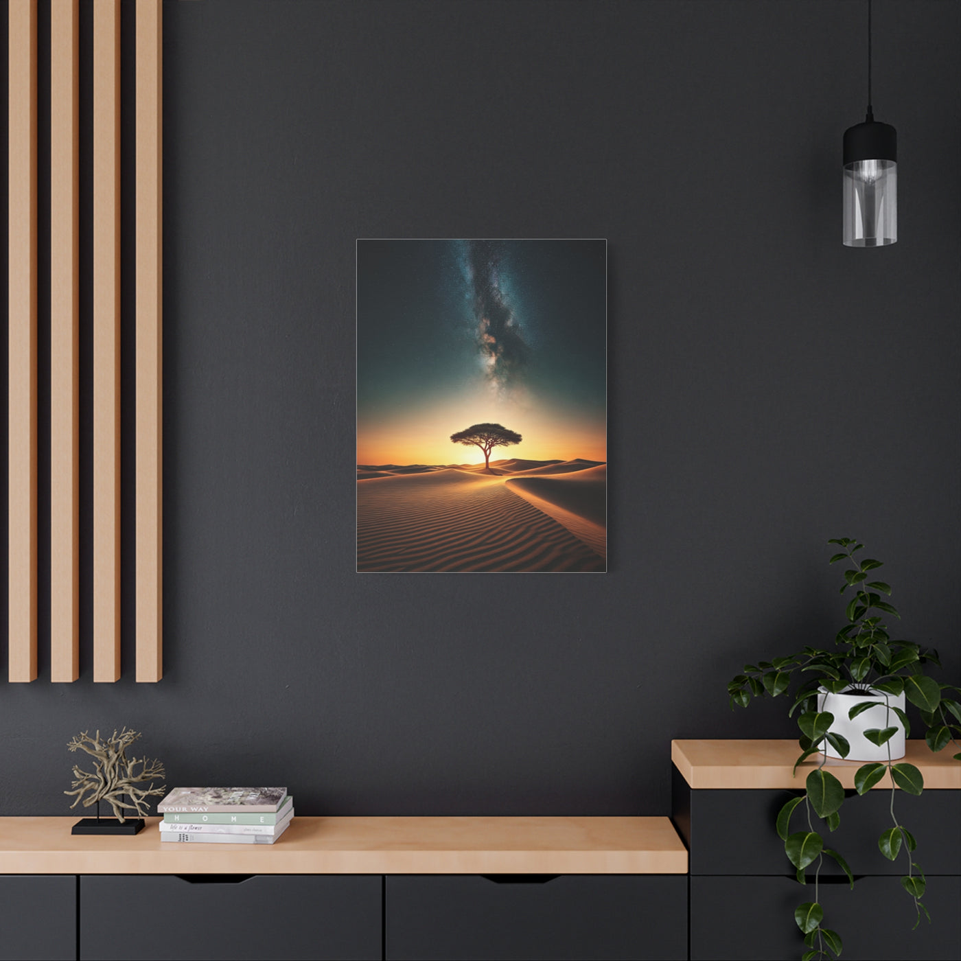 Lone Acacia Under the Cosmic Sky Wall Art & Canvas Prints