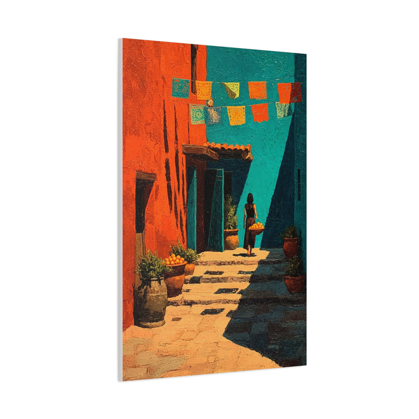 Mexican Market Street Folk Scene Wall Art & Canvas Print