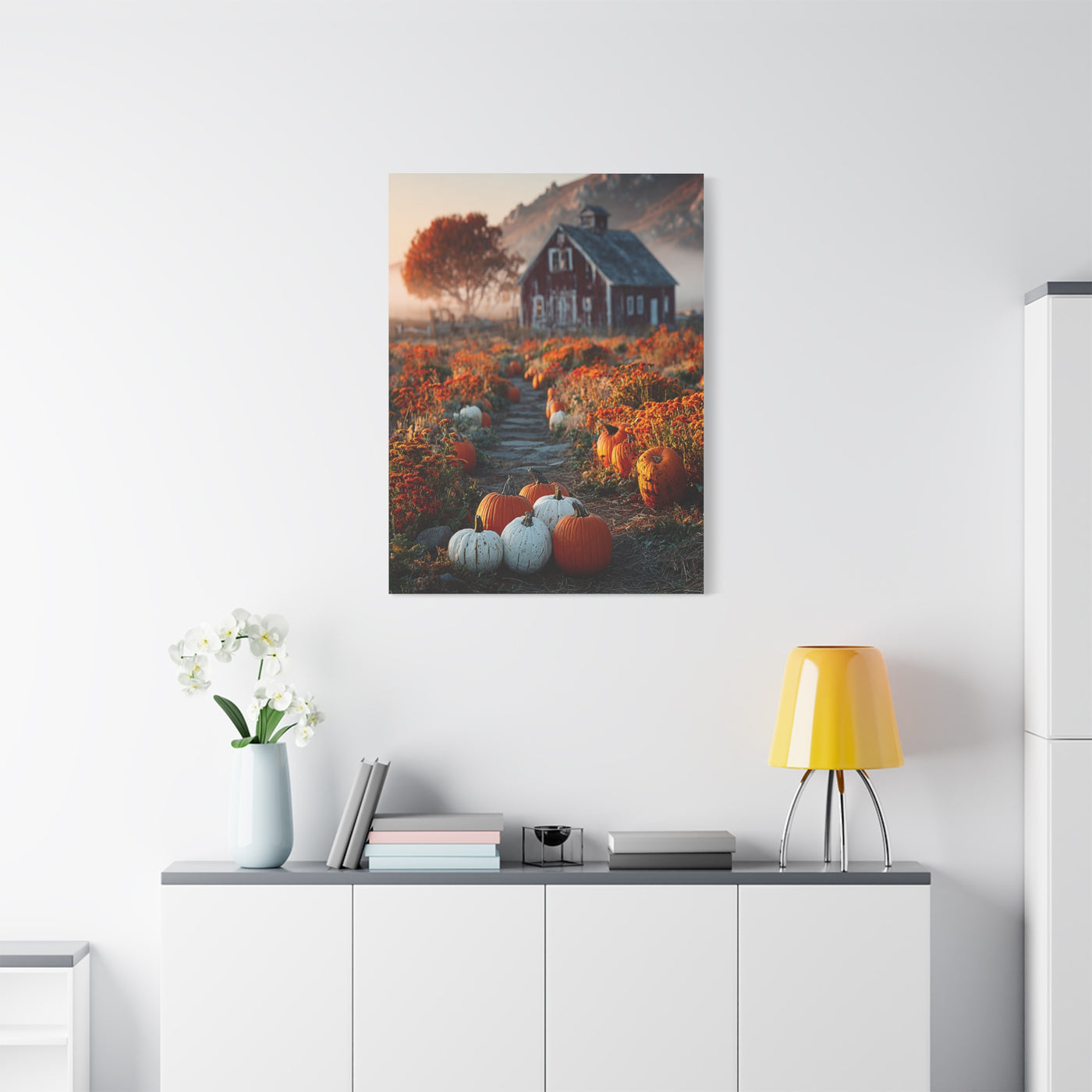 Pumpkin Patch Farm Path Wall Art & Canvas Print