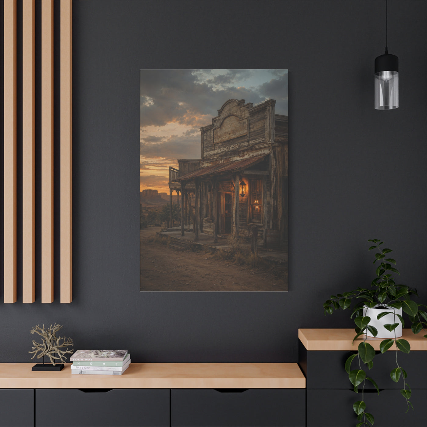 Old Town Western Saloon Exterior Scene Wall Art & Canvas Print