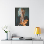 Blonde Muse Fire Camera Portrait Wall Art & Canvas Print