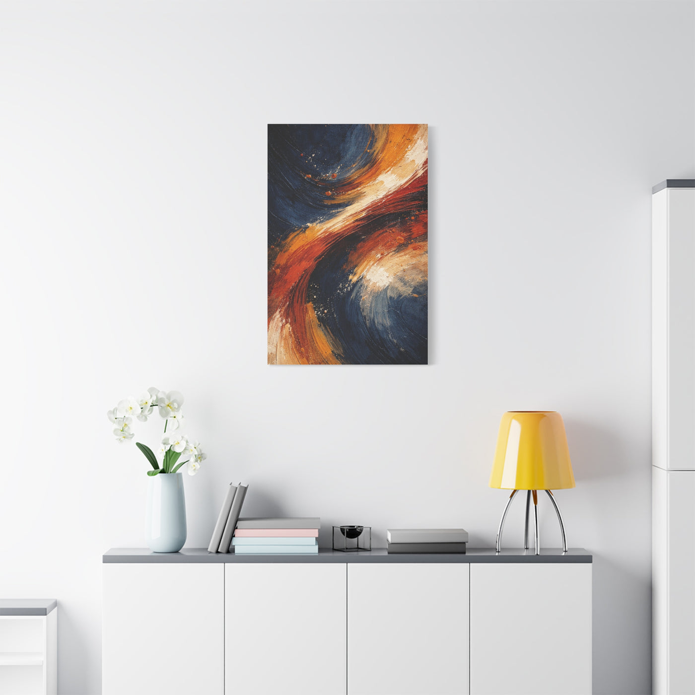 Navy and Terracotta Motion Abstract Wall Art & Canvas Print