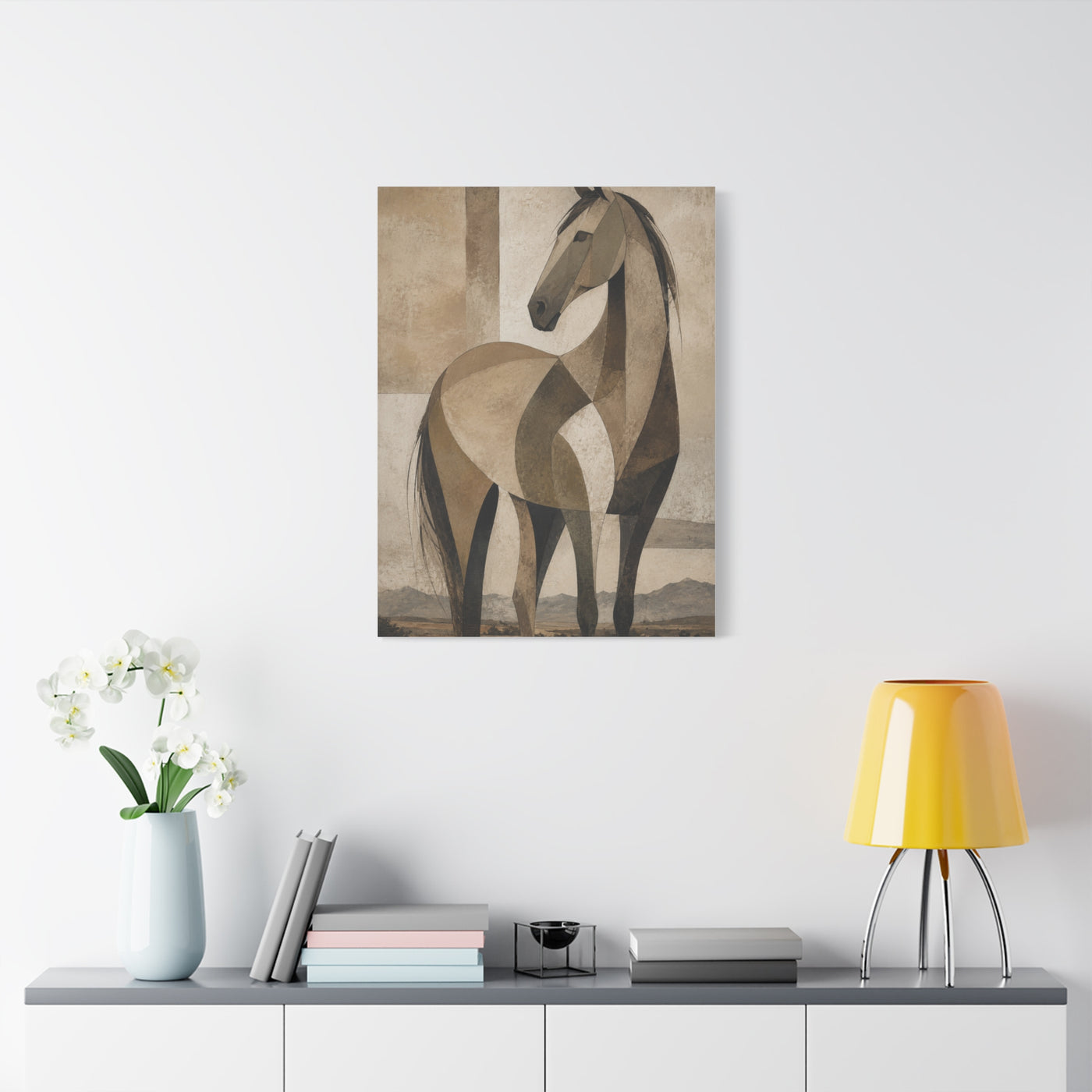 Geometric Horse Modern Ranch Study Wall Art & Canvas Print