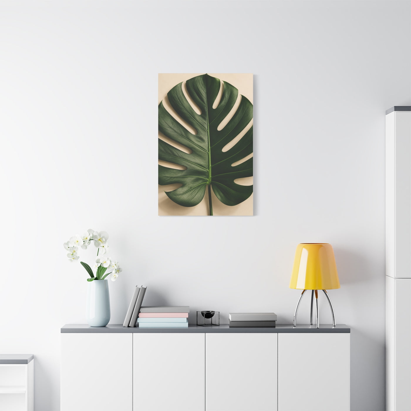 Minimal Monstera Leaf Botanical Tropical Wall Art & Canvas Print