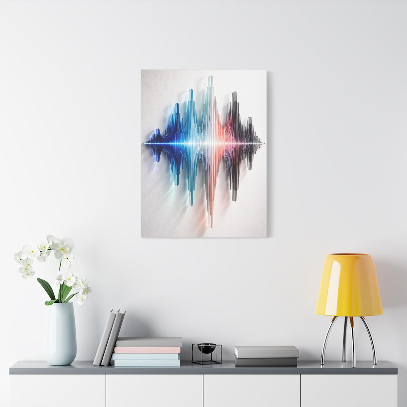 Luminous Soundwave Glass Sculpture Wall Art & Canvas Print