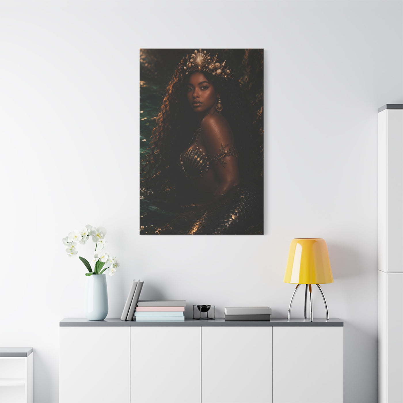 Regal Ocean Queen Mermaid Portrait Wall Art & Canvas Print