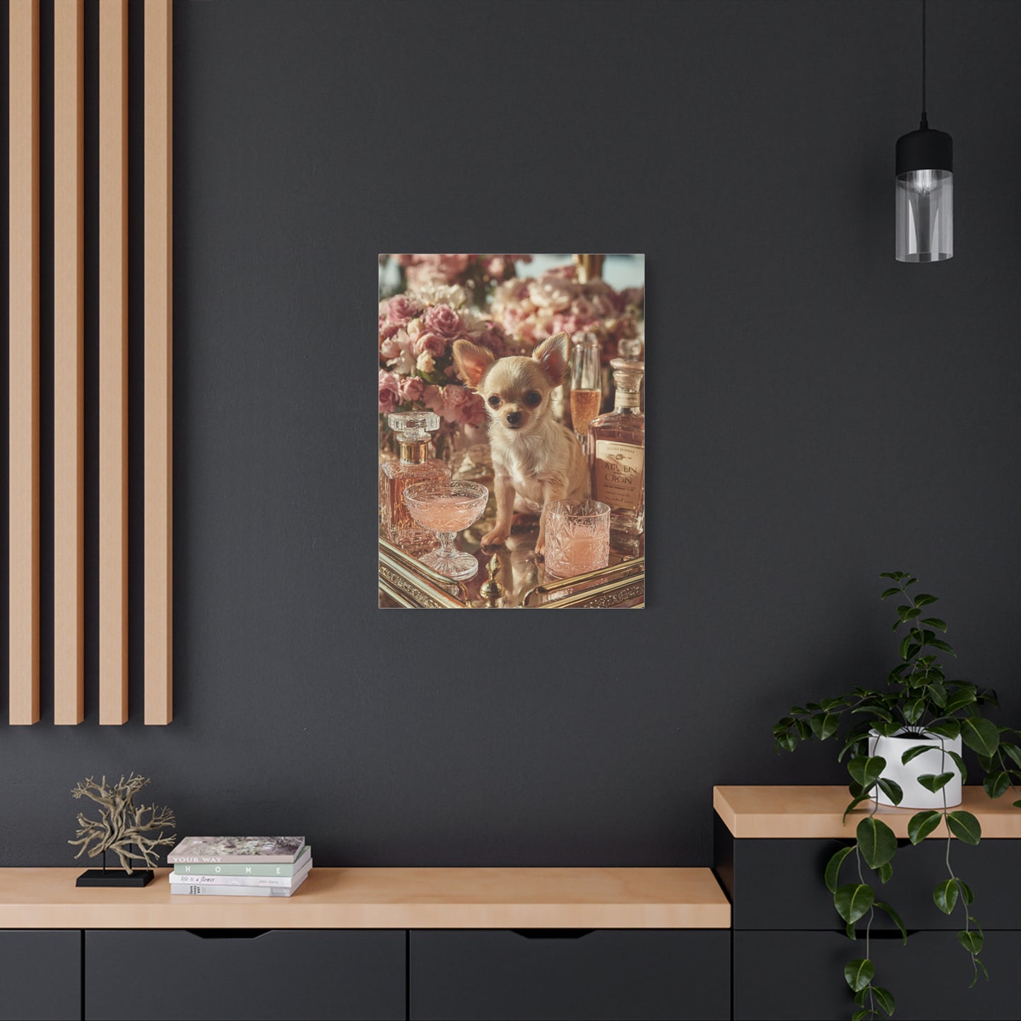 Chihuahua Champagne Bar Cart Wall Art & Canvas Print