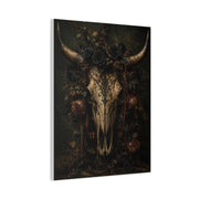 Dark Floral Longhorn Skull Statement Wall Art & Canvas Print