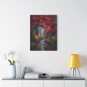 Crimson Maple Forest Path Wall Art & Canvas Print