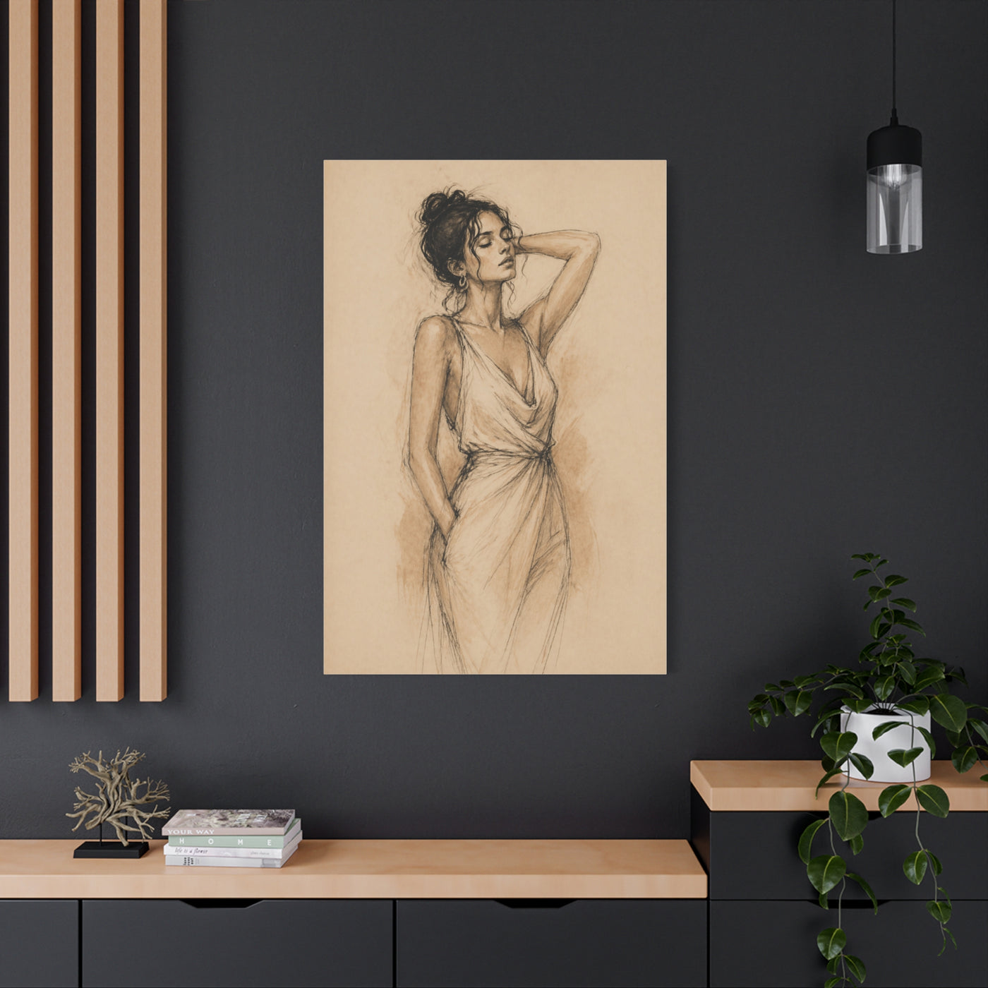 Elegant Charcoal Figure Study Wall Art & Canvas Print