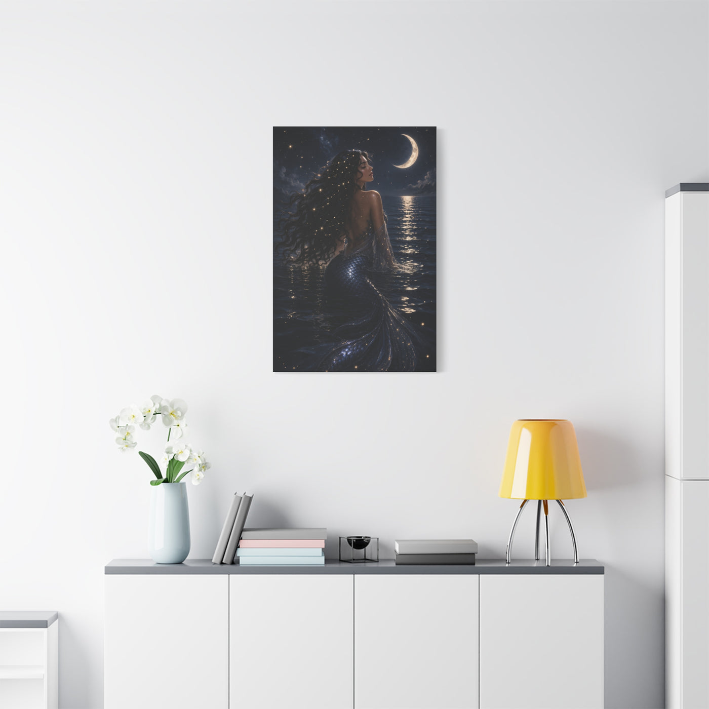 Celestial Moonlight Mermaid Dream Wall Art & Canvas Print