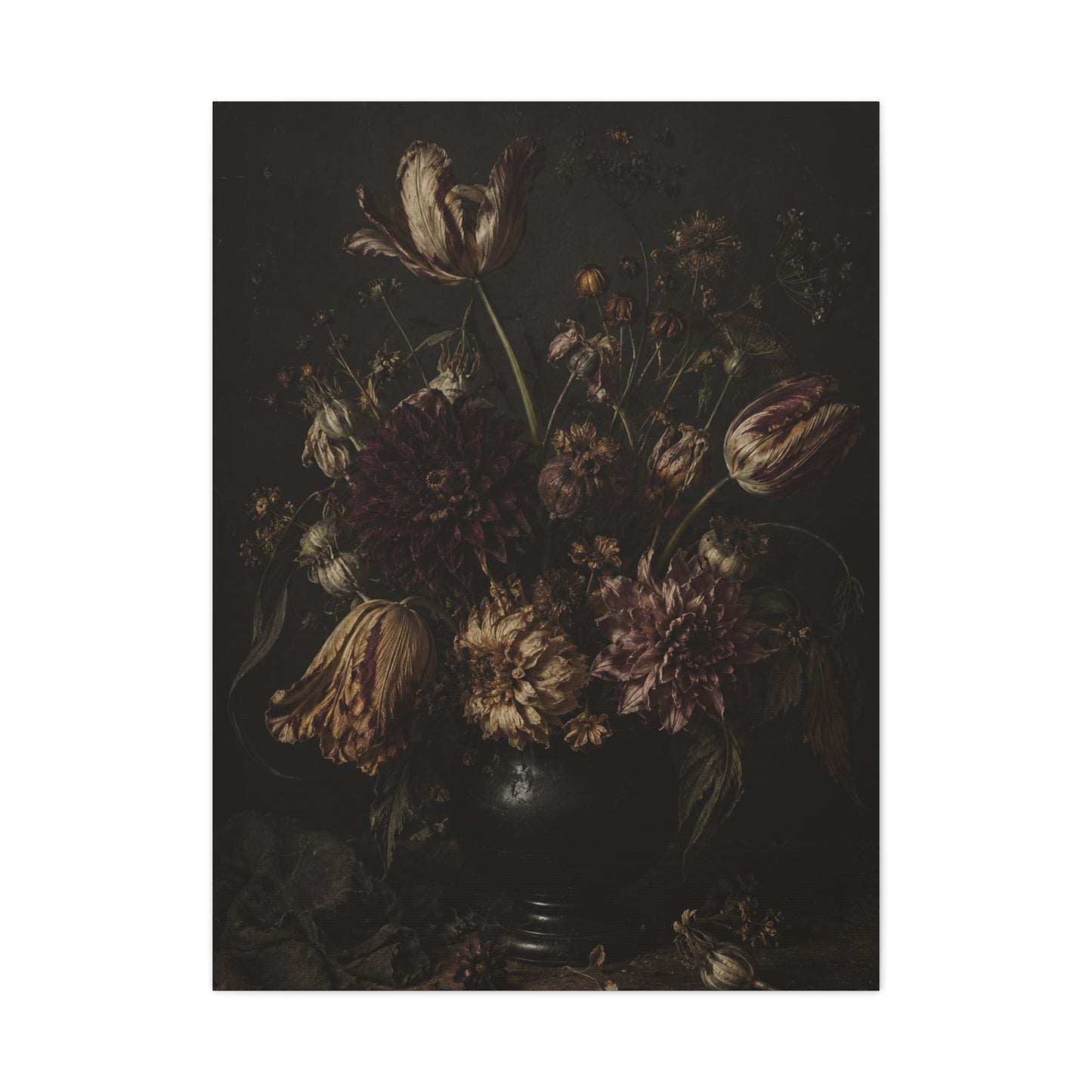 Dark Floral Old Master Still Life Wall Art & Canvas Print