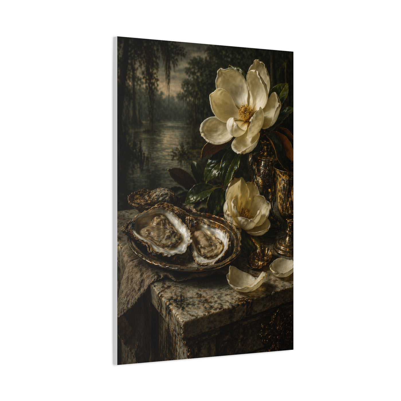 Magnolia & Oyster Still Life Elegance Wall Art & Canvas Print