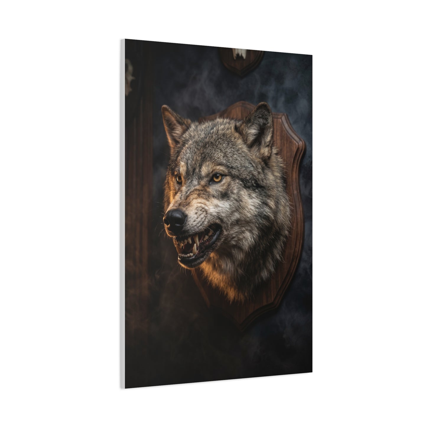 Mounted Wolf Head Lodge Trophy Scene Wall Art & Canvas Print