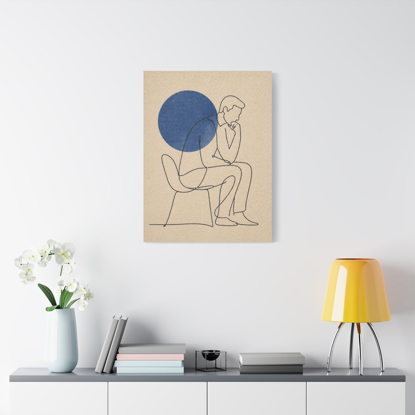 Modern Thinker Line Study Wall Art & Canvas Print