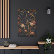 Moonlit Tropical Chinoiserie Crane Garden Tropical Wall Art & Canvas Print