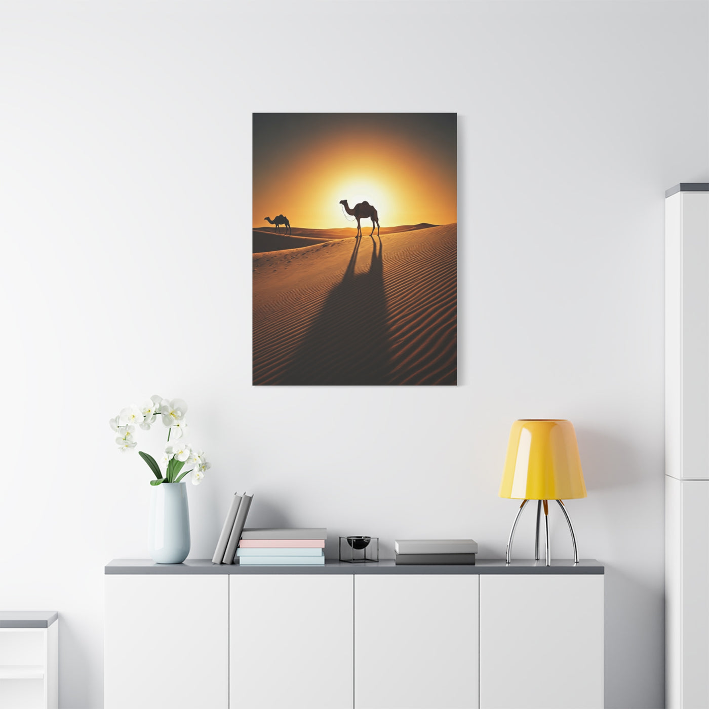 Lone Ostrich in Desert Sunset Wall Art & Canvas Prints