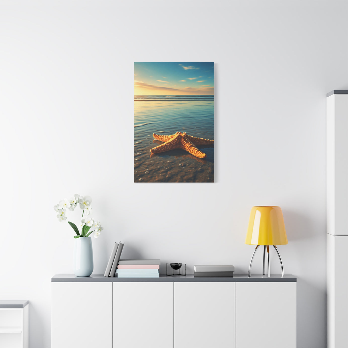 Starfish Resting in Shallow Sunset Waters Wall Art & Canvas Prints