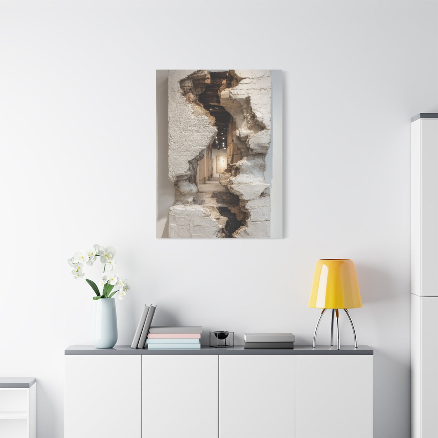 Sculptural Ruptured Wall Passage Wall Art & Canvas Print