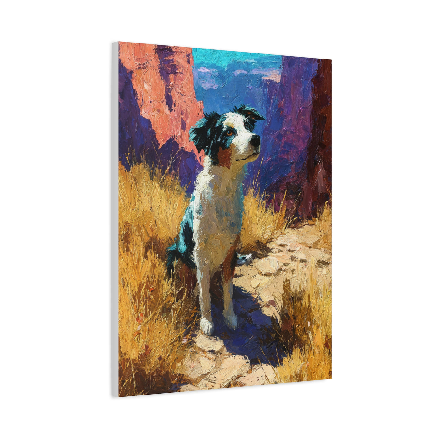 Australian Shepherd Desert Canyon Wall Art & Canvas Print