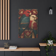 Fraktur Lovebirds Folk Ornament Wall Art & Canvas Print