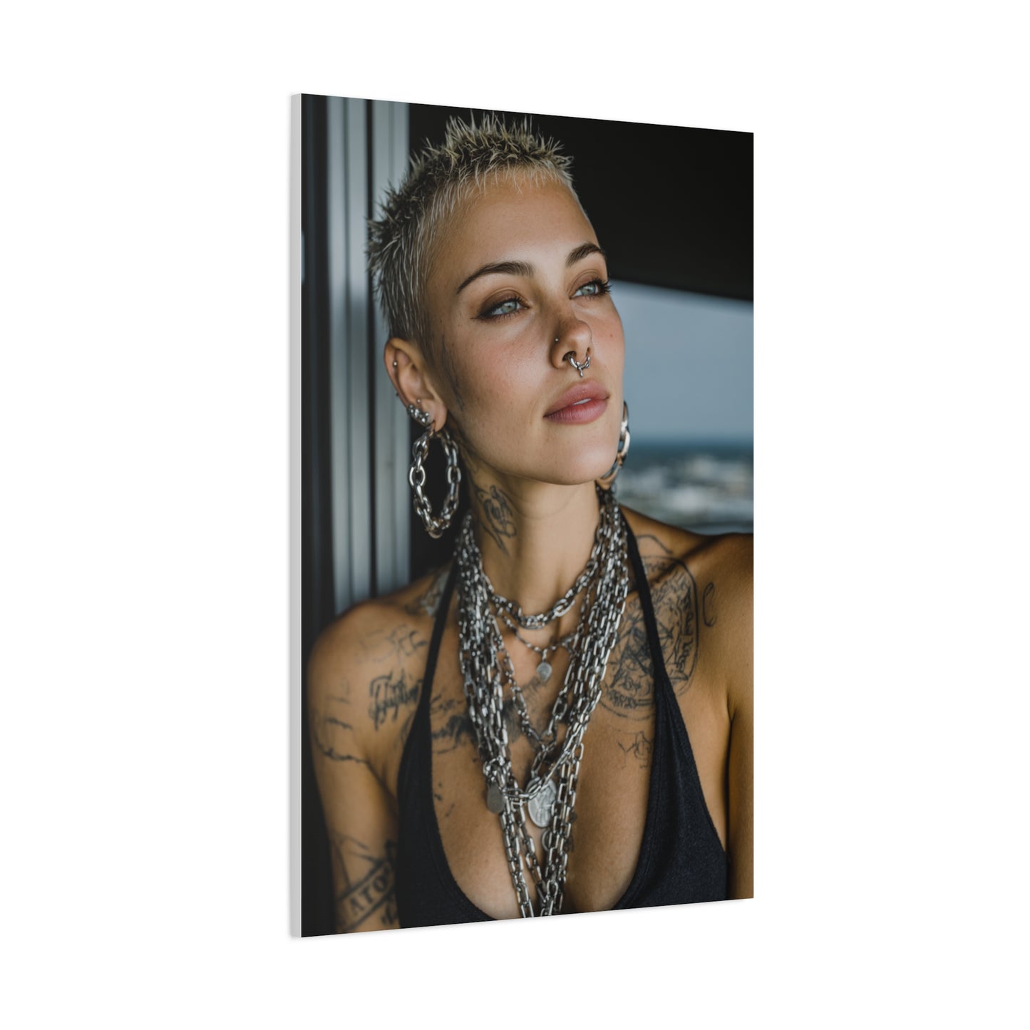 Tattooed Woman Urban Editorial Portrait Wall Art & Canvas Print
