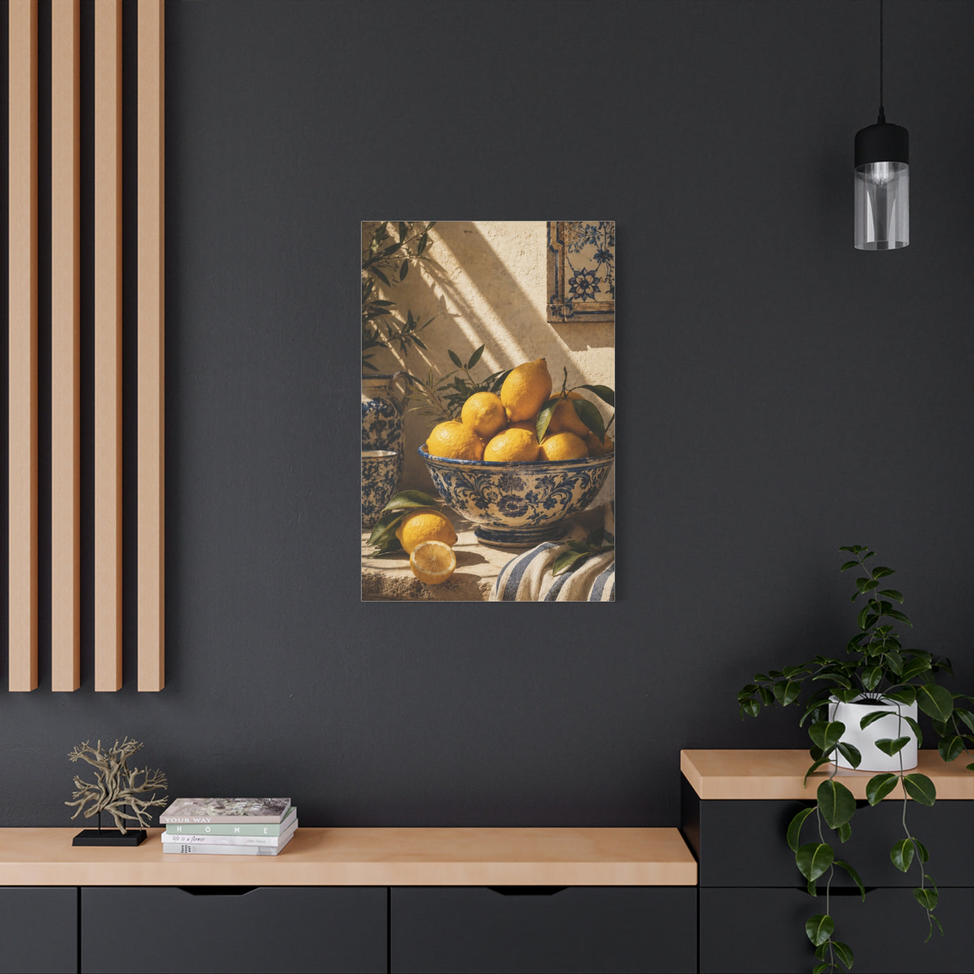 Mediterranean Lemon Still Life Ceramic Bowl Wall Art & Canvas Print