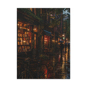 Greenwich Village Rainy Bookstore Scene Wall Art & Canvas Print