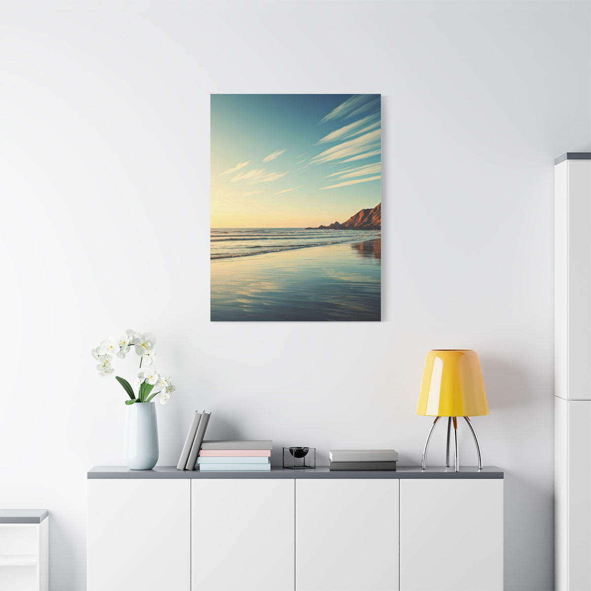 Golden Shoreline Reflection Beach Wall Art & Canvas Prints