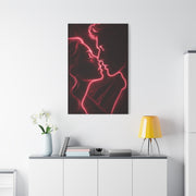 Neon Velvet Kiss Silhouette Wall Art & Canvas Print