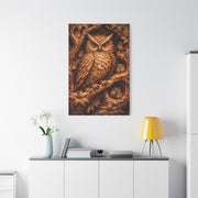 Hand-Carved Owl Family Wood Relief Wall Art & Canvas Print