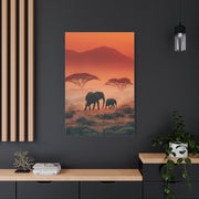 Mother and Calf Savanna Sunrise Wall Art & Canvas Print