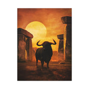 Mythic Bull Among Ancient Stone Ruins Wall Art & Canvas Print