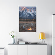 Lone Cowboy Walking Through Frontier Town Wall Art & Canvas Print