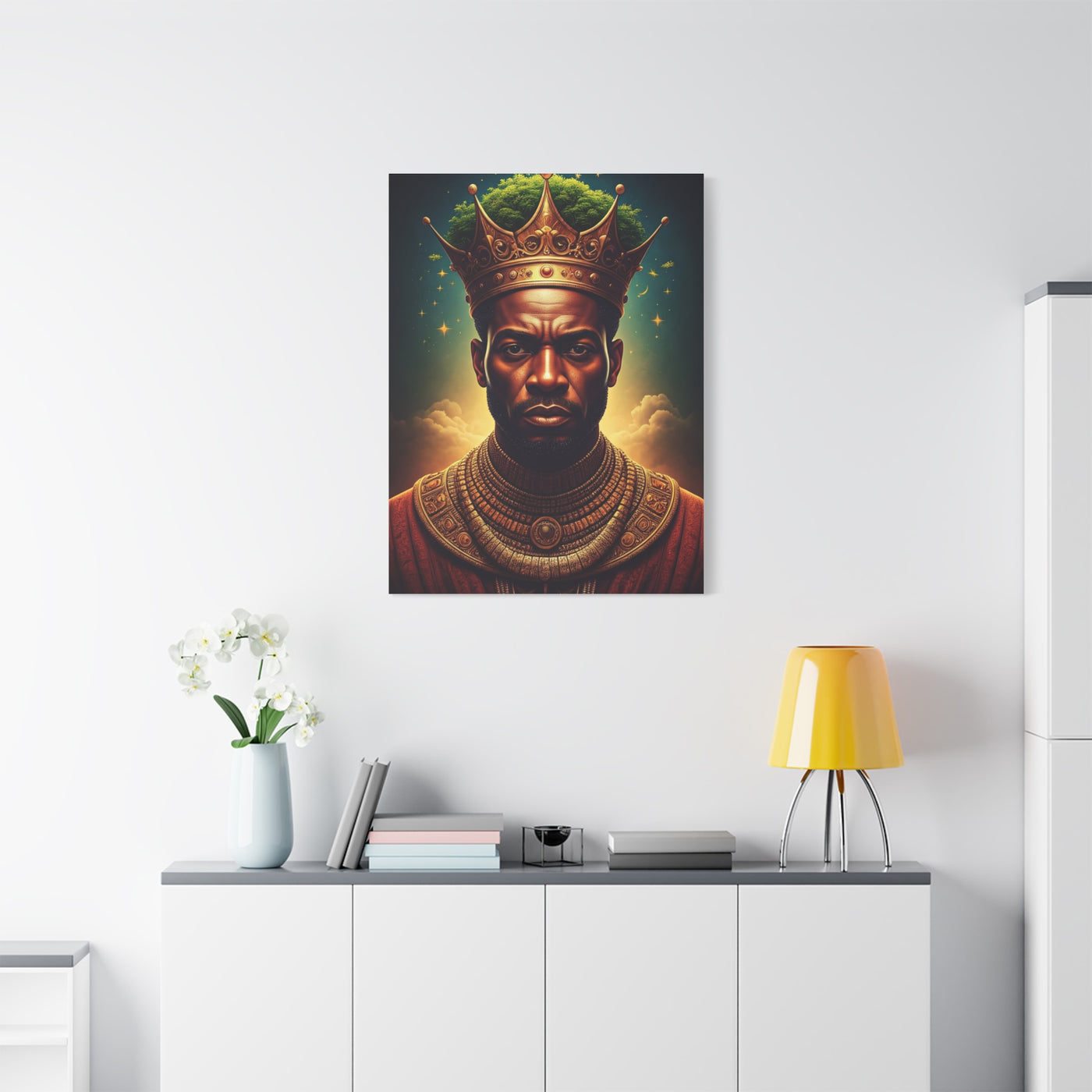 Celestial Crowned King Portrait Wall Art & Canvas Prints