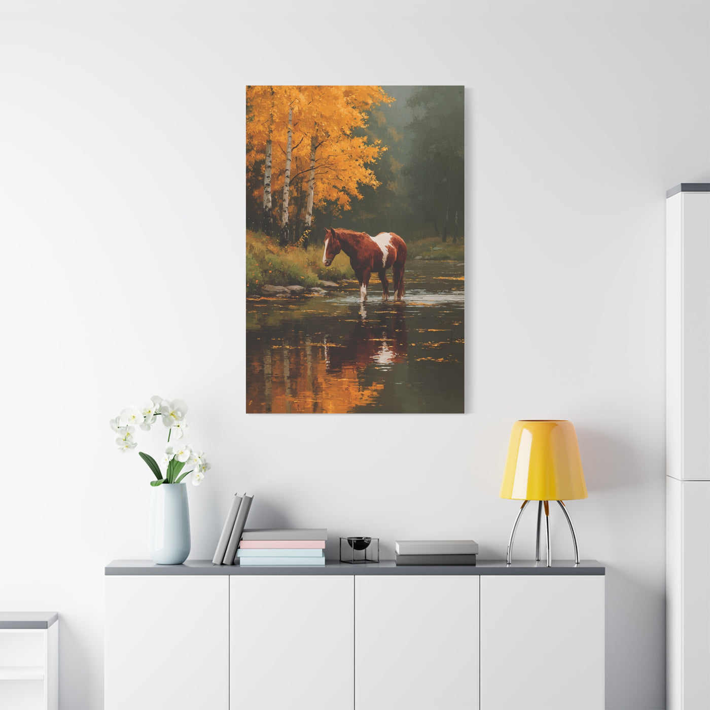 Painted Autumn Horse Landscape Wall Art & Canvas Print