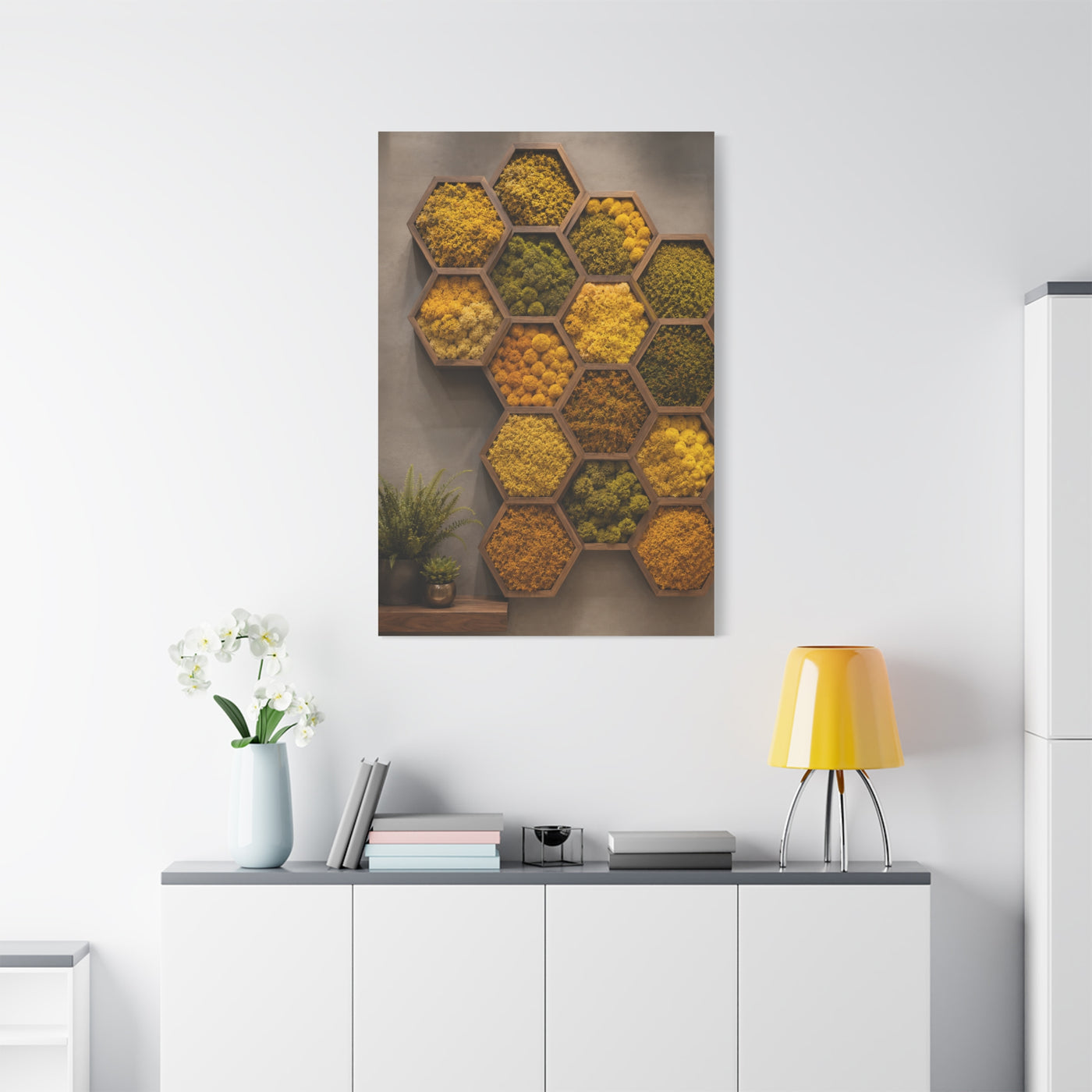 Honeycomb Preserved Moss Biophilic Installation Wall Art & Canvas Print