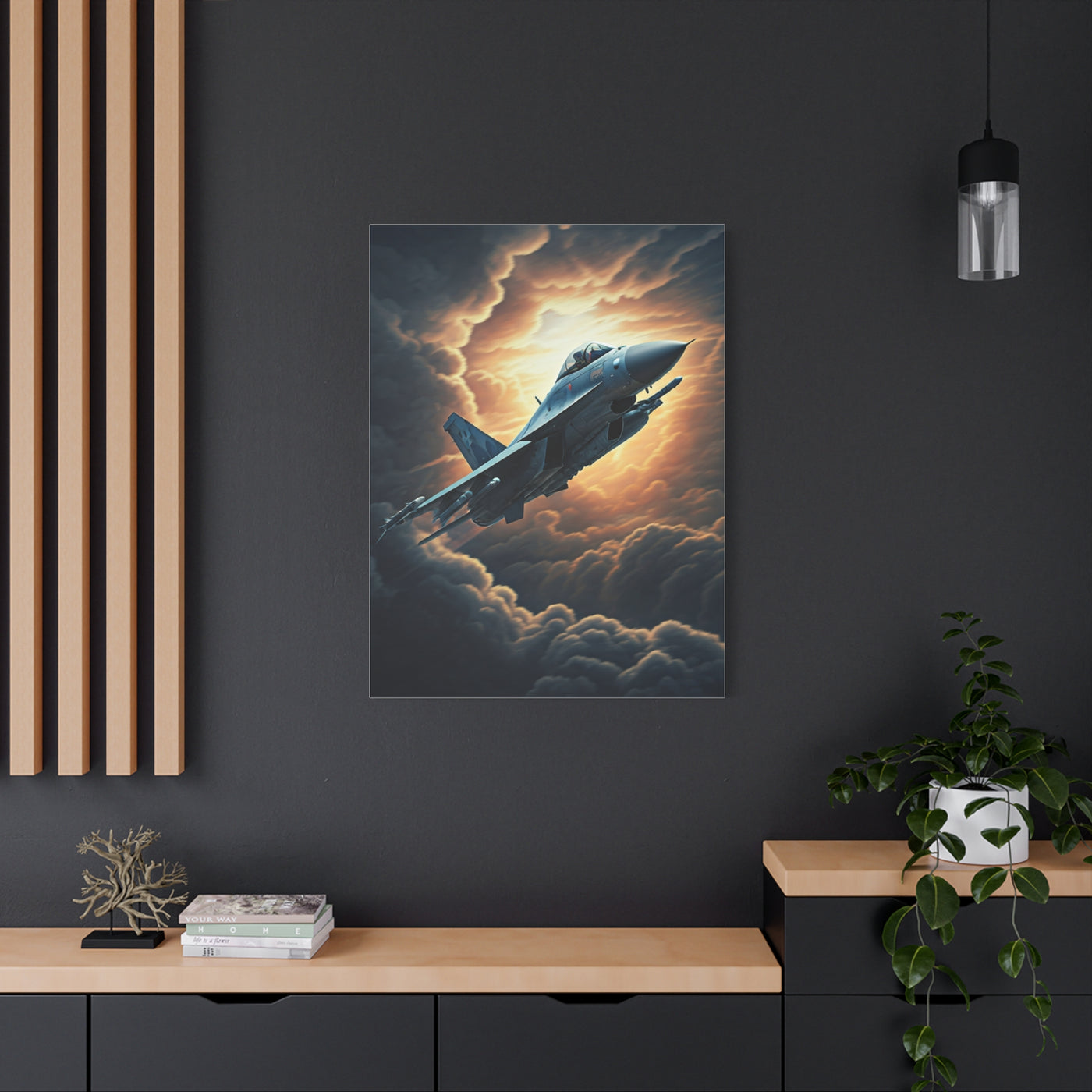 Sunset lone Aircraft Sky Wall Art & Canvas Prints .
