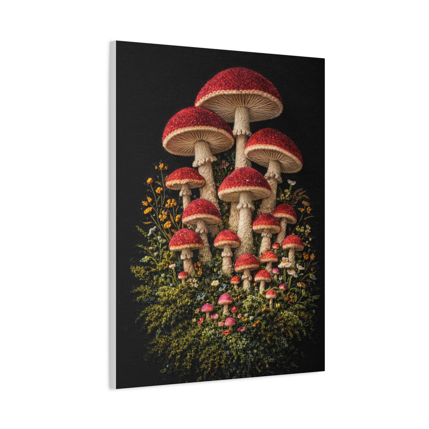 Mushroom Embroidered & Tufted Textile Art Wall Art & Canvas Print