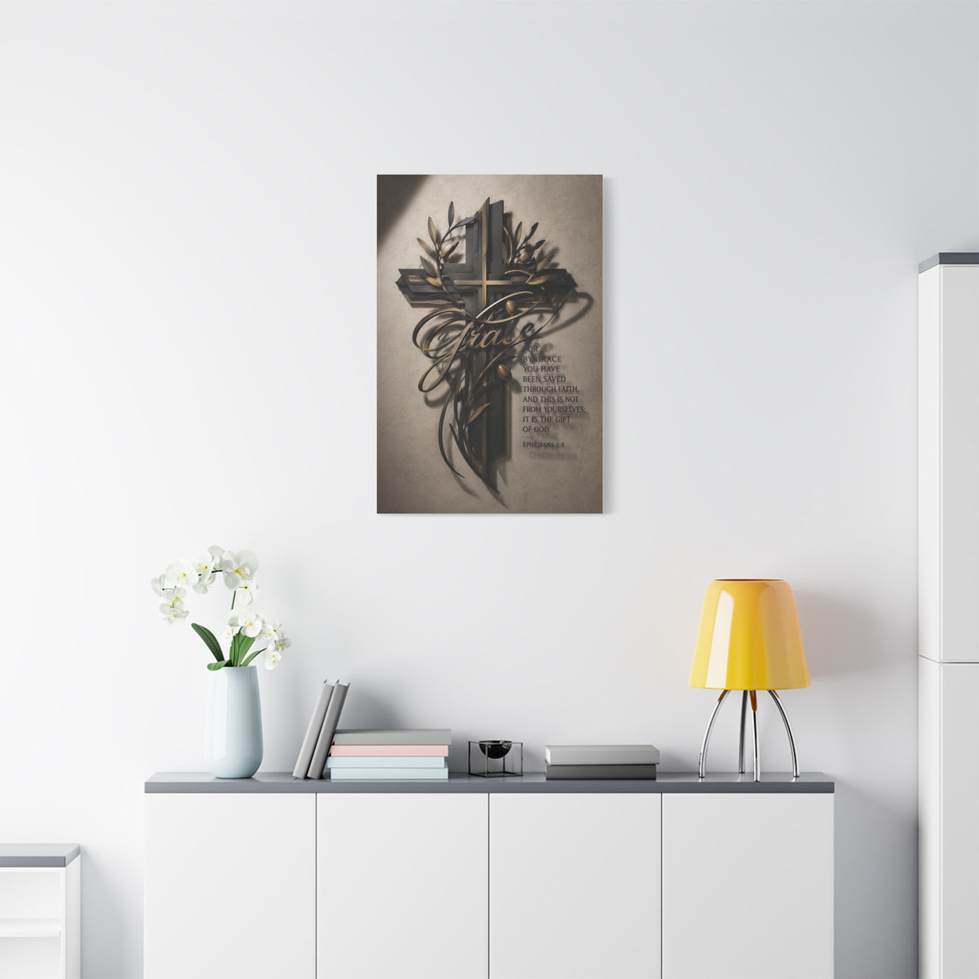 Grace Cross Metal Scripture Wall Art & Canvas Print