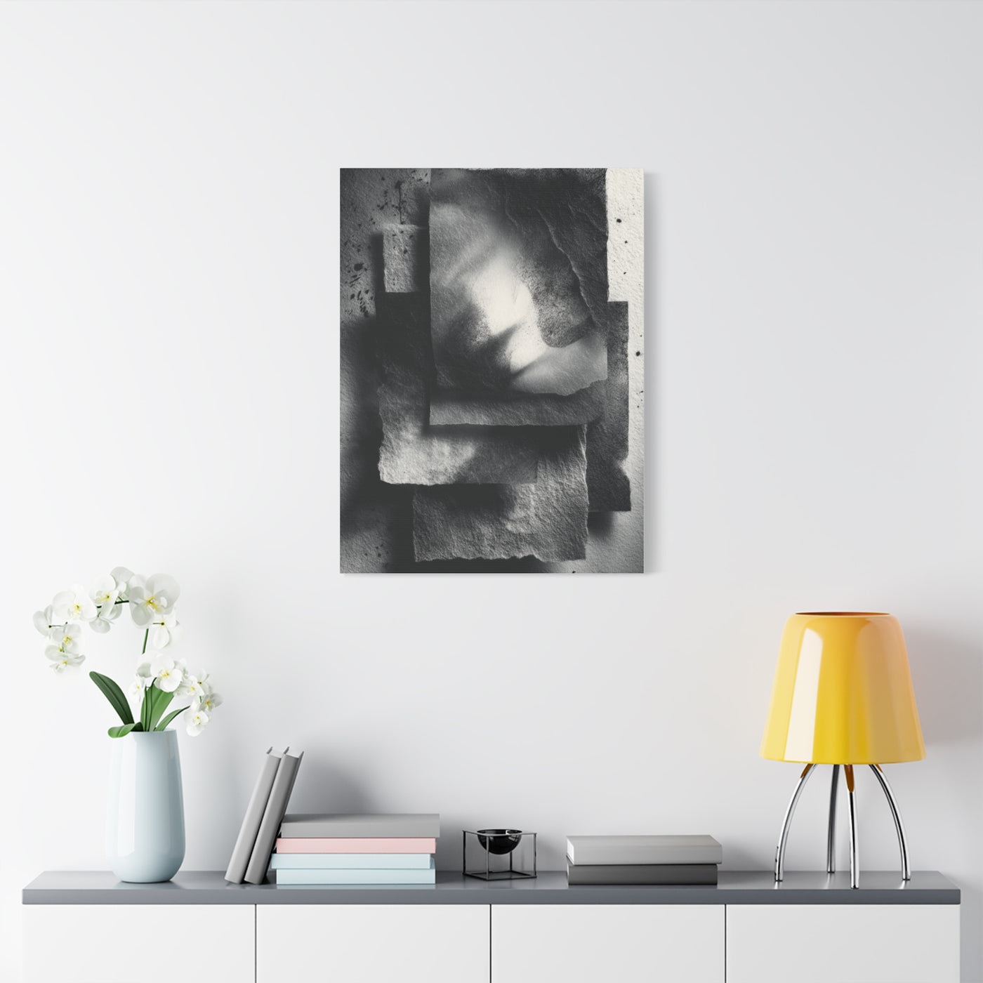 Monochrome Layered Paper Abstraction Wall Art & Canvas Print